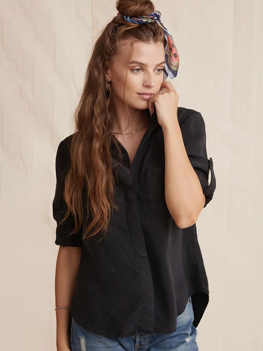 Women Bella Dahl Shirts | Split Back Button Down Shirt Black