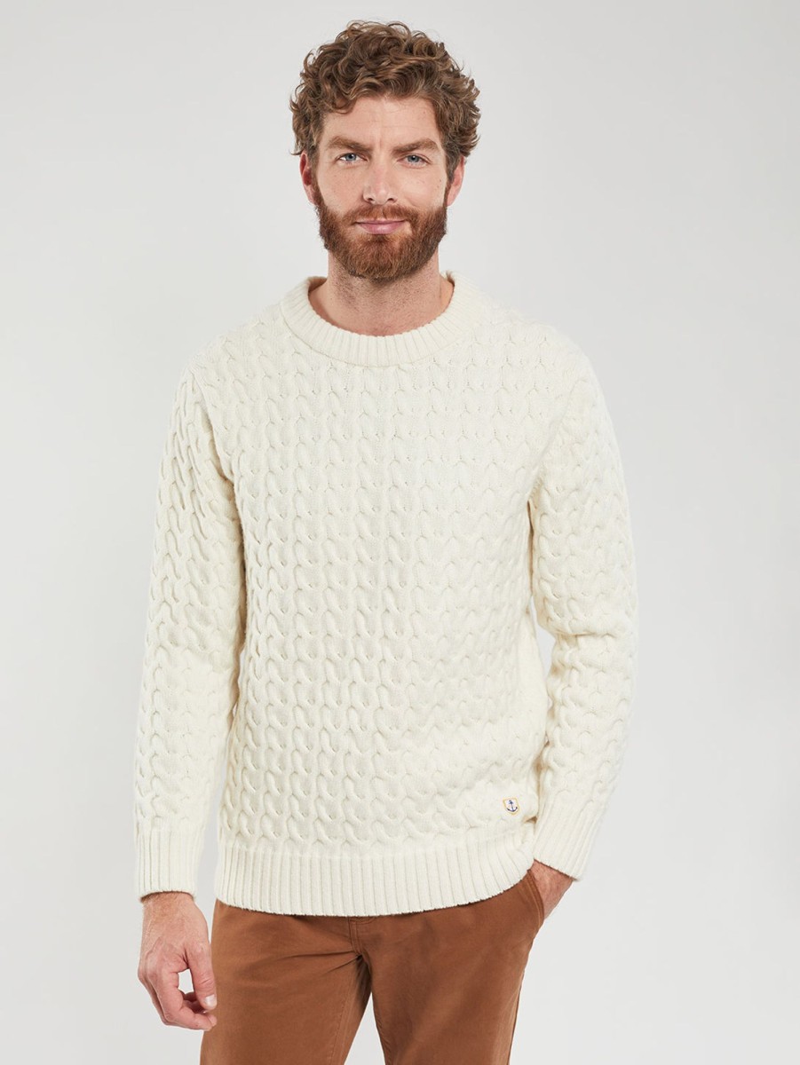 Men Armor Lux Sweaters & Sweatshirts | Cable Knit Sweater Ivory