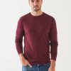 Men Patrick Assaraf Sweaters & Sweatshirts | Extra-Fine Merino Vintage Wash Crewneck Mulberry