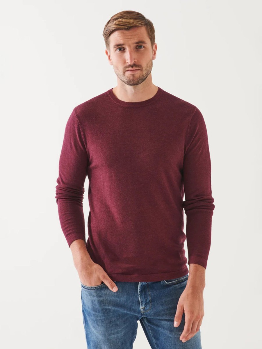 Men Patrick Assaraf Sweaters & Sweatshirts | Extra-Fine Merino Vintage Wash Crewneck Mulberry