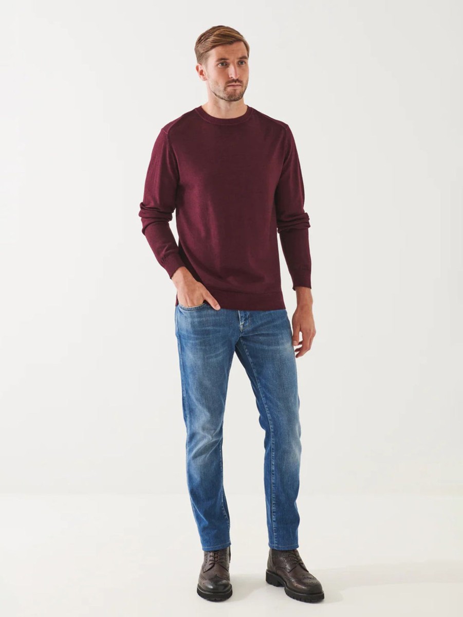 Men Patrick Assaraf Sweaters & Sweatshirts | Extra-Fine Merino Vintage Wash Crewneck Mulberry