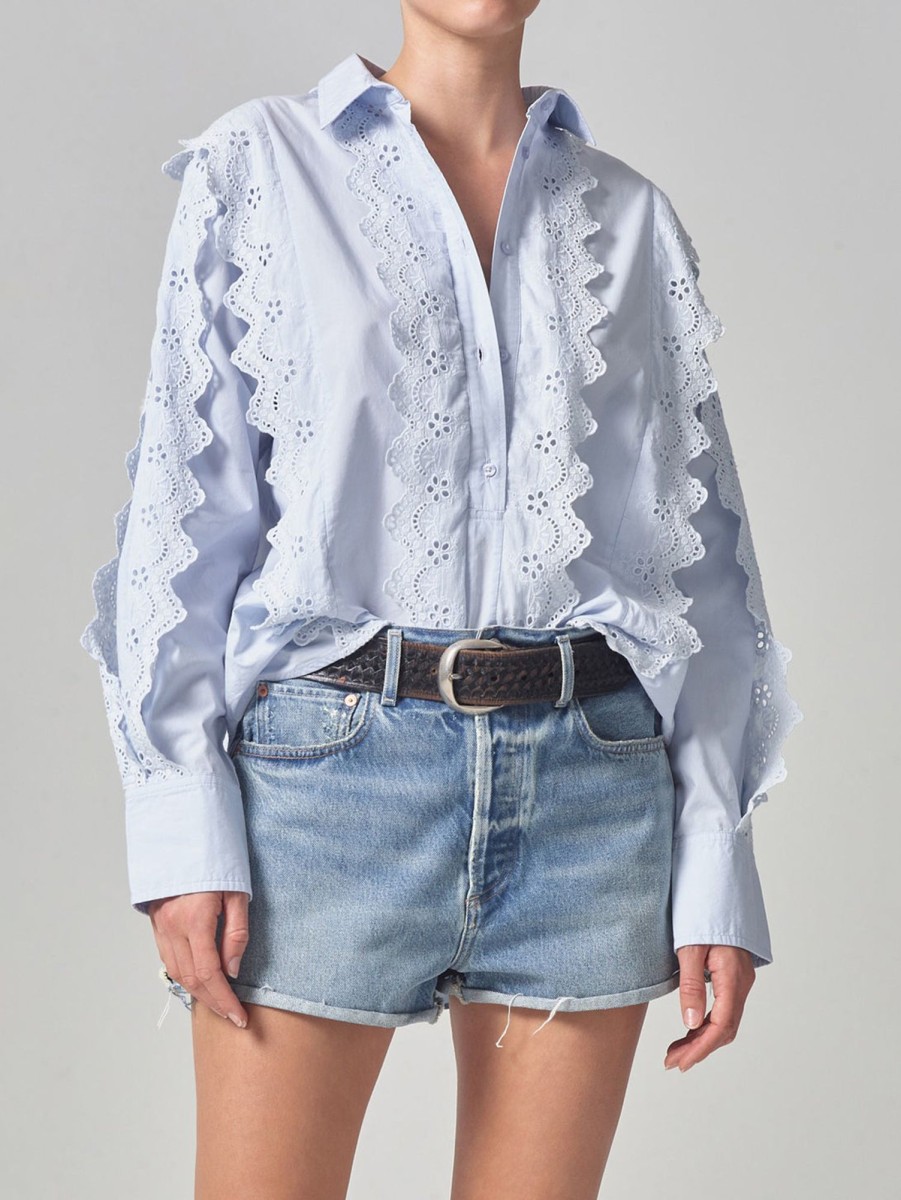 Women Citizens of Humanity Shirts | Shay Popover (Scalloped) Shirt Santa Cruz