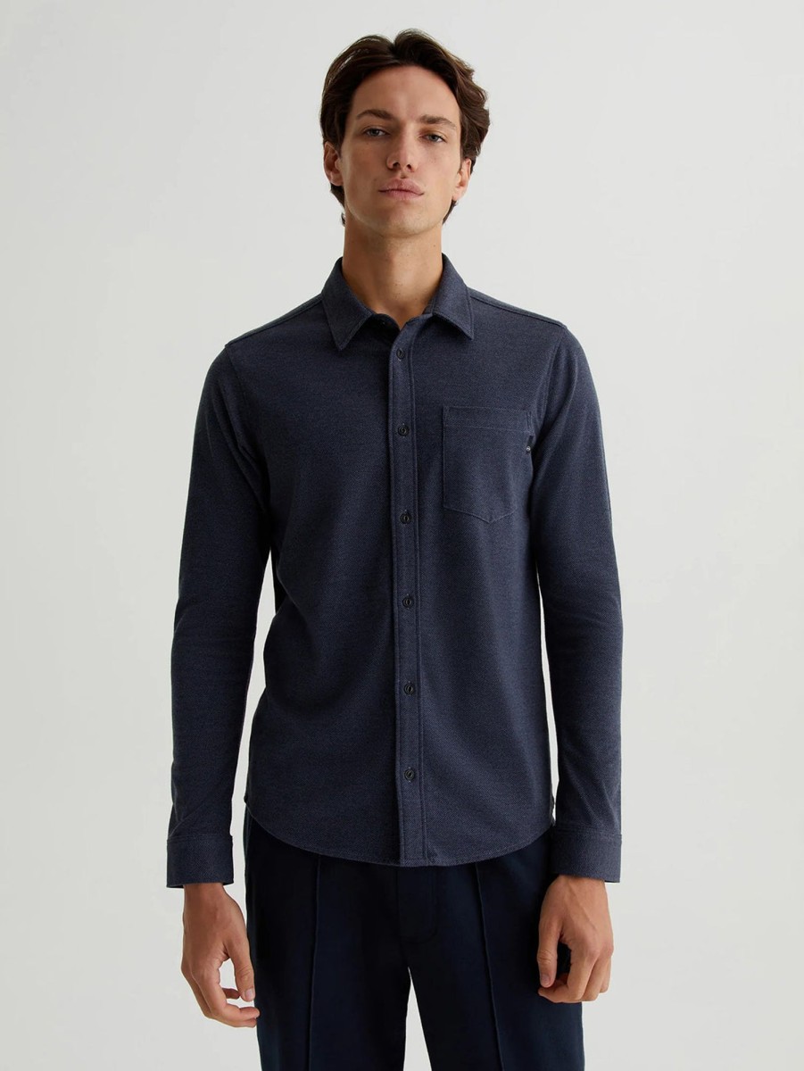 Men AG Jeans Shirts & Polos | Mason Flannel Shirt - Heather Charcoal Navy H Char Blue