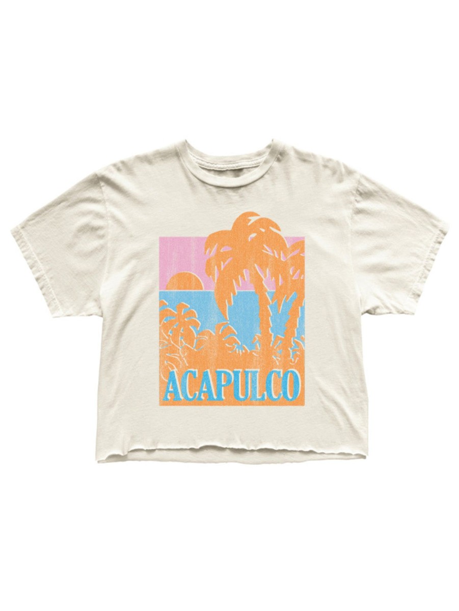 Women Retro Brand Black Label T-Shirts | Acapulco Cropped Tee Vintage White