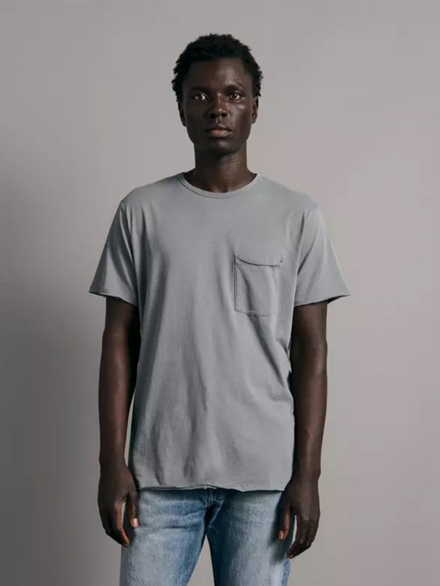 Men RAG + BONE T-Shirts | Miles One Pocket Tee Blue Grey