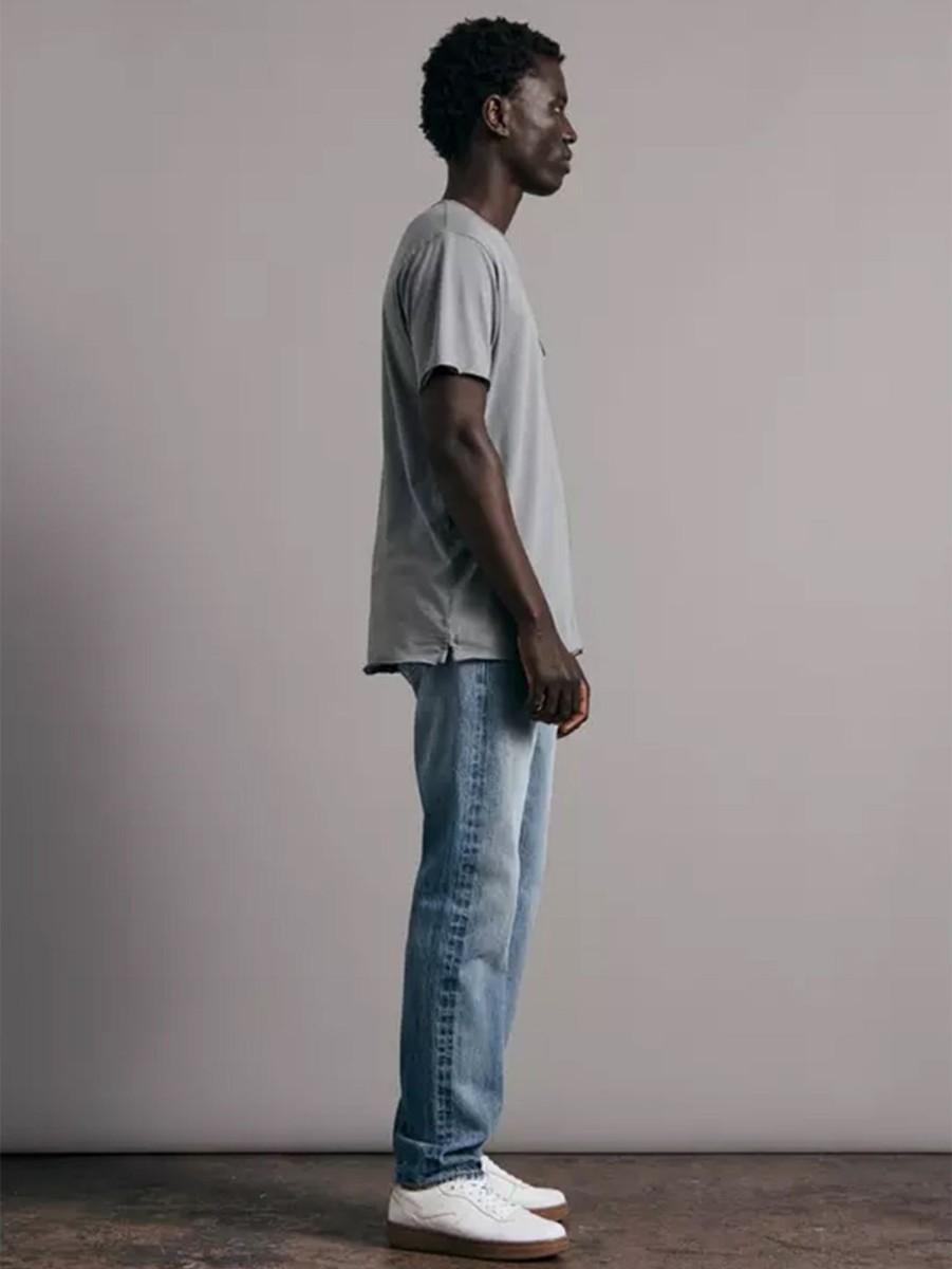 Men RAG + BONE T-Shirts | Miles One Pocket Tee Blue Grey