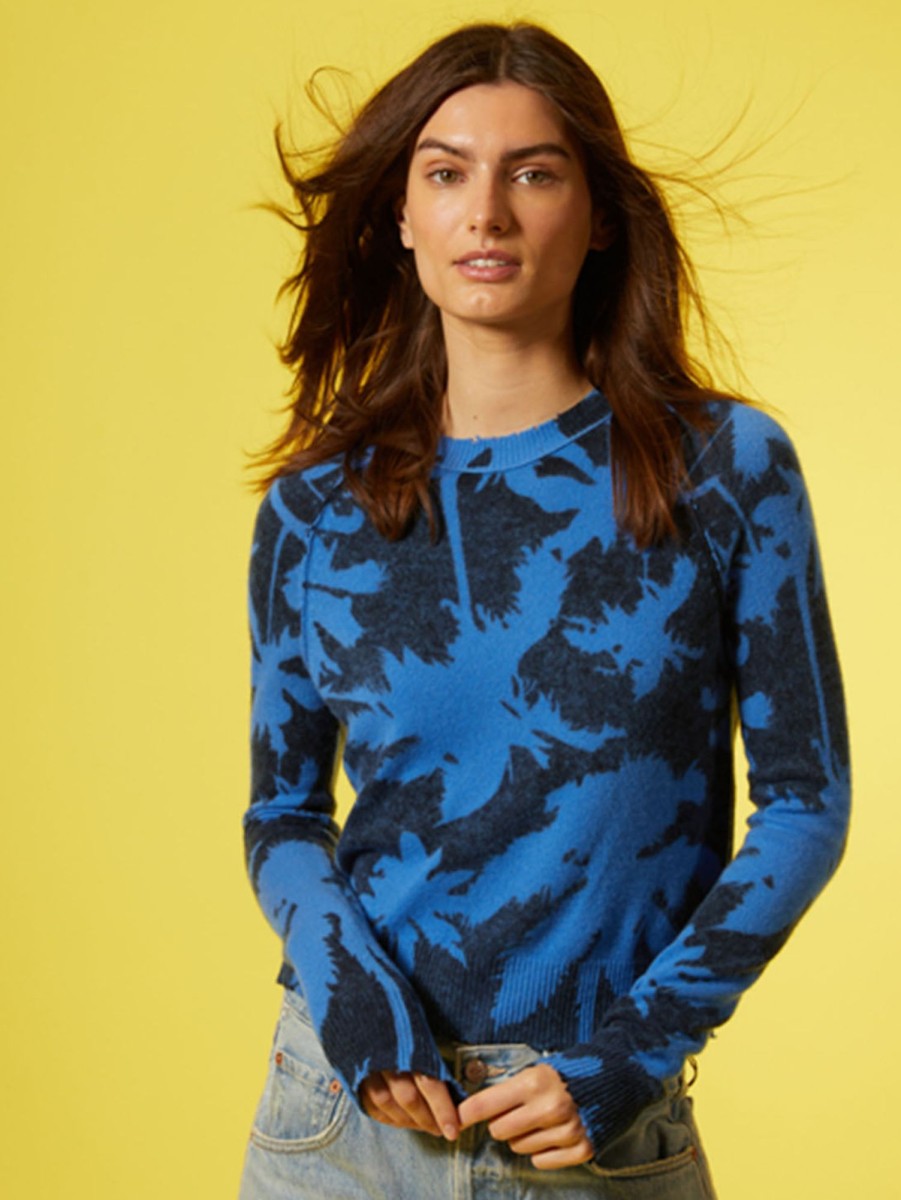 Women AUTUMN CASHMERE Sweaters & Sweatshirts | Inked Palm Crew Sweater - Cosmic Cobalt