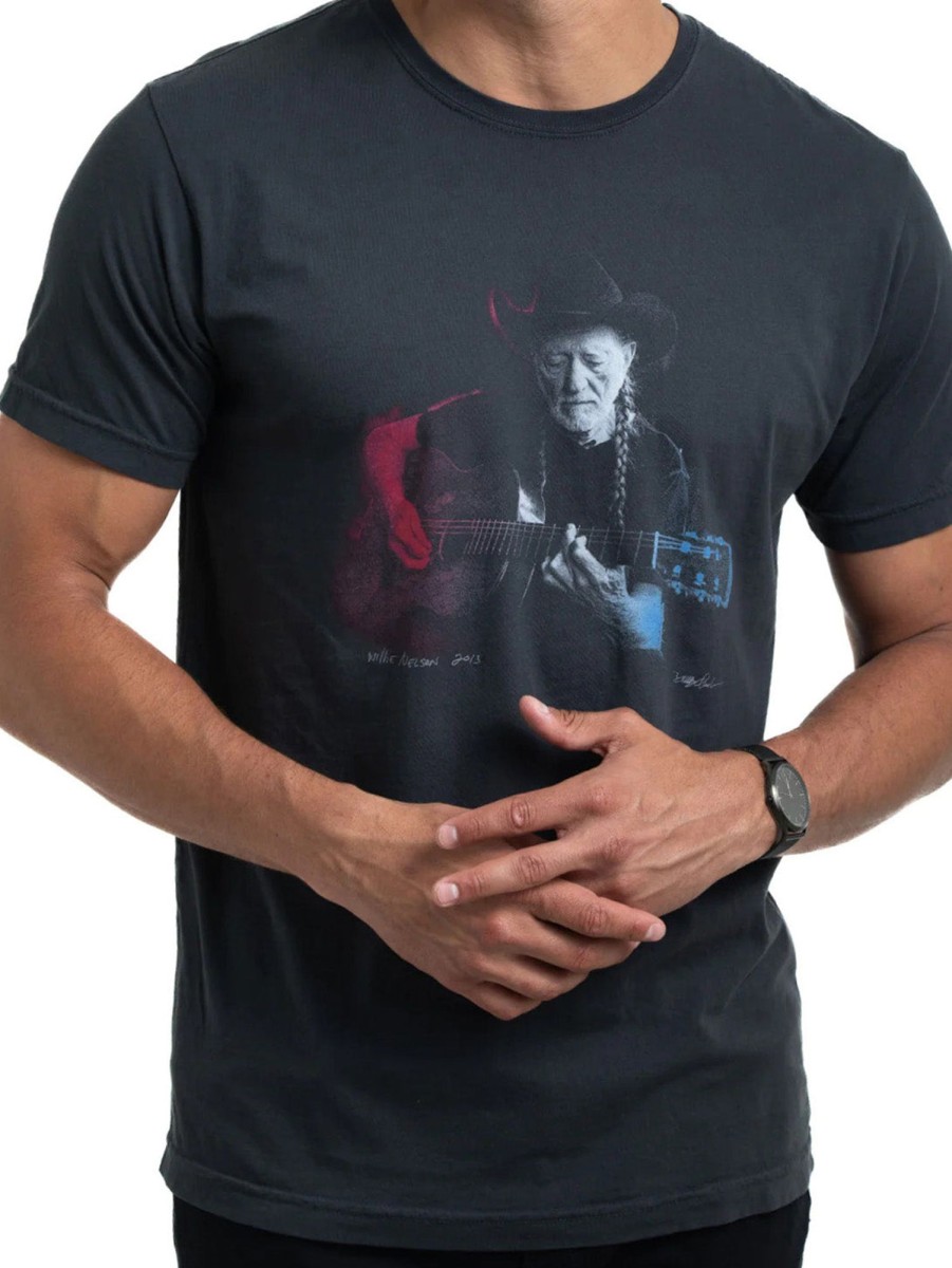 Men CLINCH by GOLDEN GOODS T-Shirts | Willie Nelson Tee - Vintage Black Vintage Blk