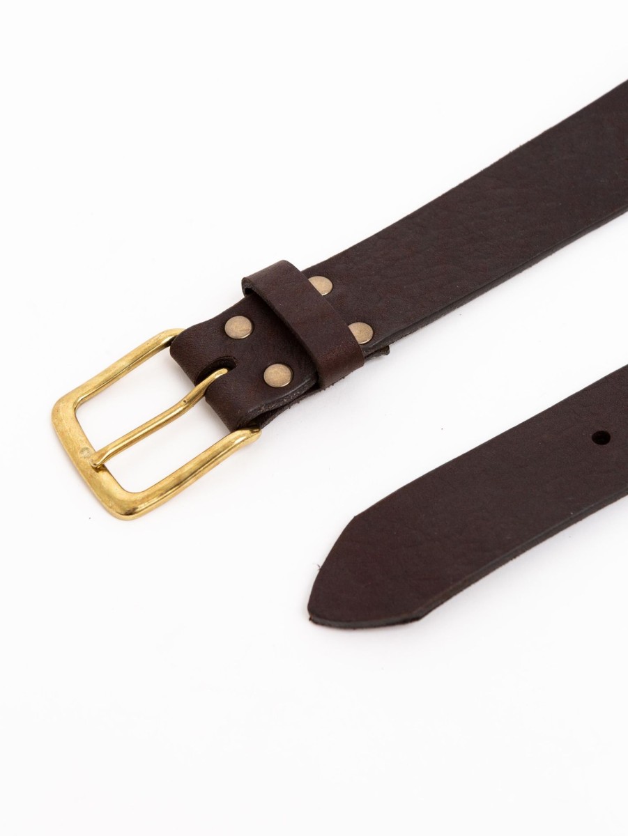 Women Brave Leather Belts | Duccio Sasquatch Belt Brown/Gold