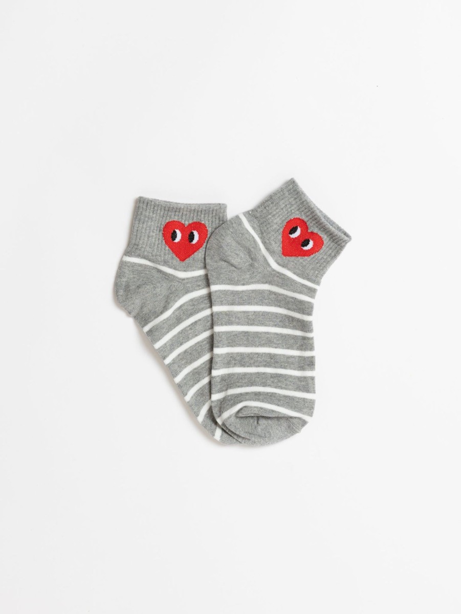 Women LIM LIM Socks | Stripe Heart Short Sock