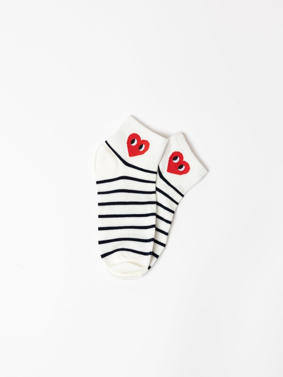 Women LIM LIM Socks | Stripe Heart Short Sock