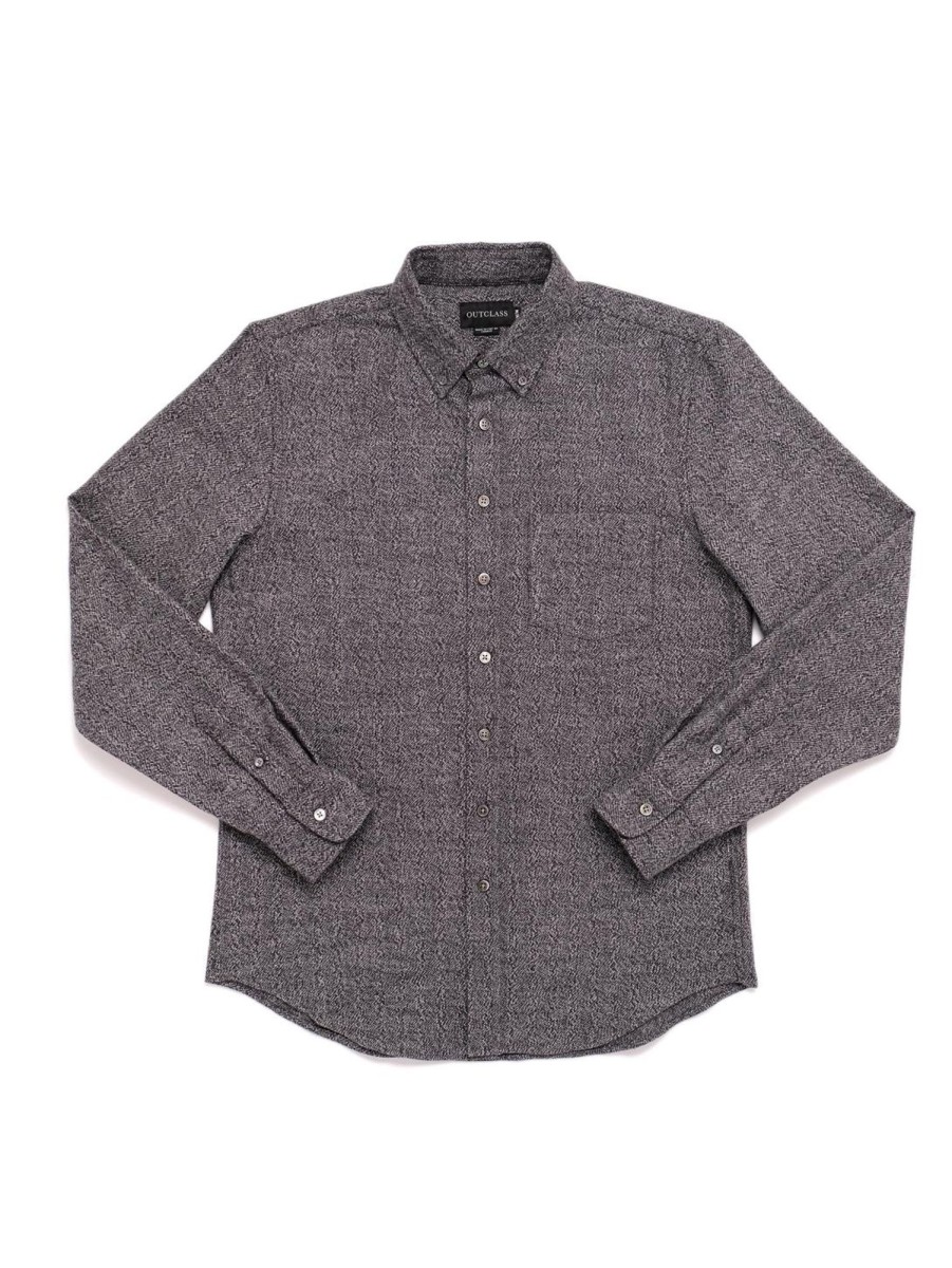 Men OUTCLASS ATTIRE Shirts & Polos | Flannel Shirt - Melange Herringbone M Herringbone