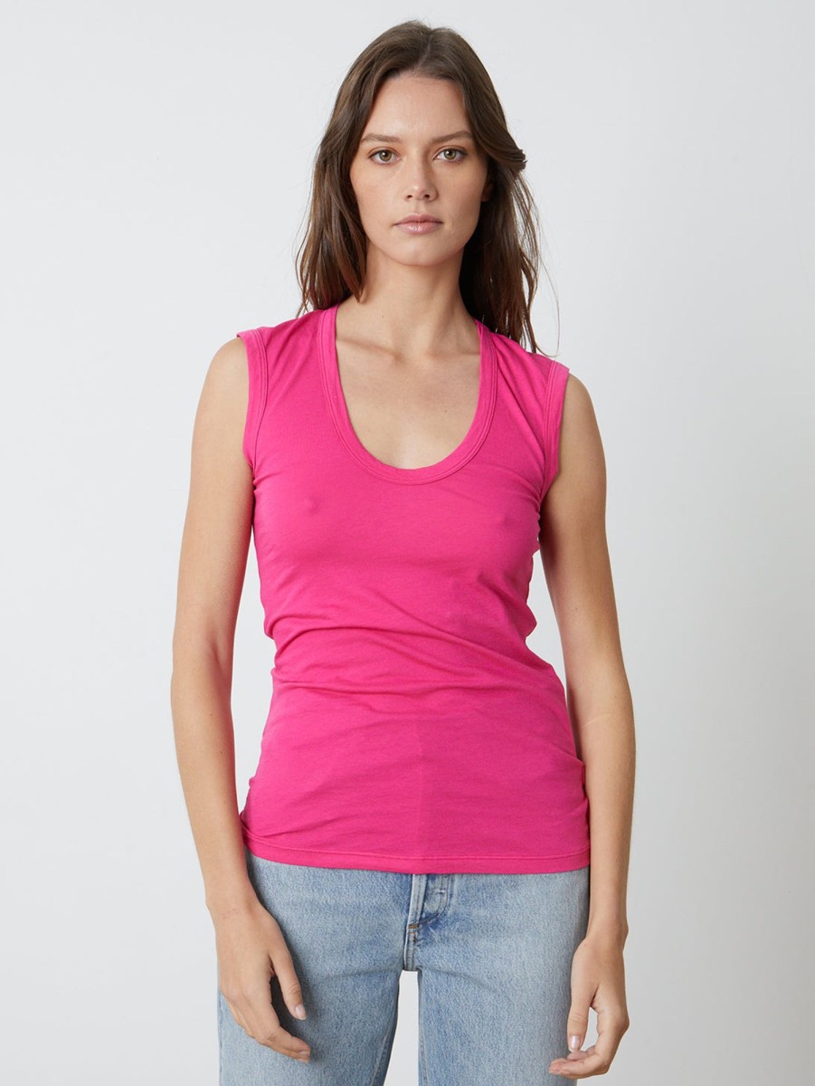 Women Velvet T-Shirts | Estina Fitted Tank