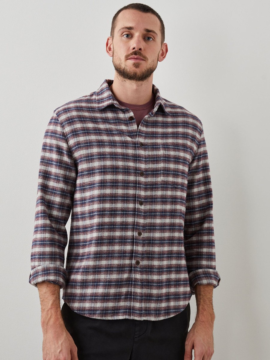 Men Rails Shirts & Polos | Forrest Shirt Melange Dusk Berry