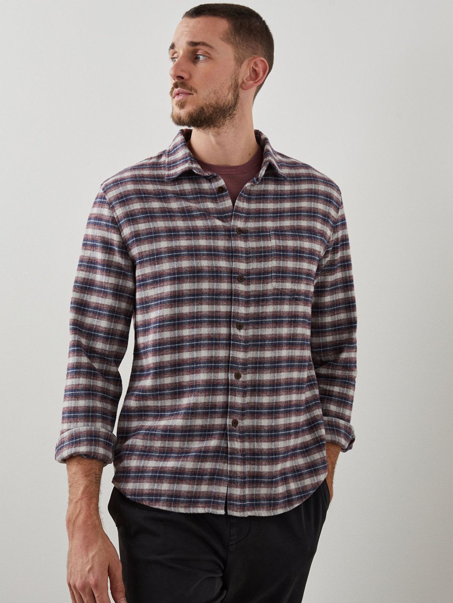 Men Rails Shirts & Polos | Forrest Shirt Melange Dusk Berry