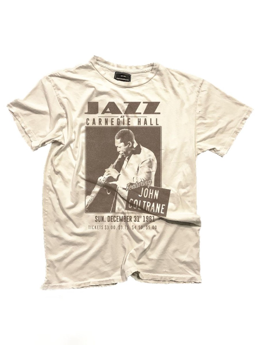 Men Retro Brand Black Label T-Shirts | John Coltrane Tee - Vintage White Vint Wht