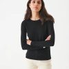 Women Patrick Assaraf Sweaters & Sweatshirts | Long Sleeve Merino Crew Sweater - Black Blk