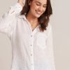 Women Bella Dahl Shirts | Pocket Button Down Shirt White