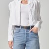 Women Citizens of Humanity Shirts | Nia Puff Sleeve Crop Shirt White