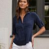 Women Bella Dahl Shirts | Split Back Button Down Endless Sea