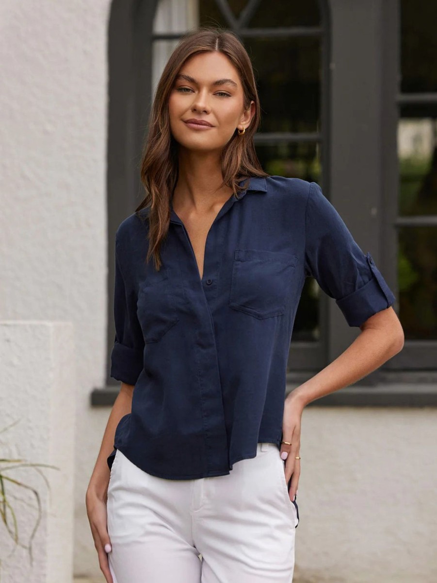 Women Bella Dahl Shirts | Split Back Button Down Endless Sea