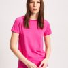 Women Patrick Assaraf T-Shirts | Short Sleeve Crewneck Tee - Fuschia 686 Fushia