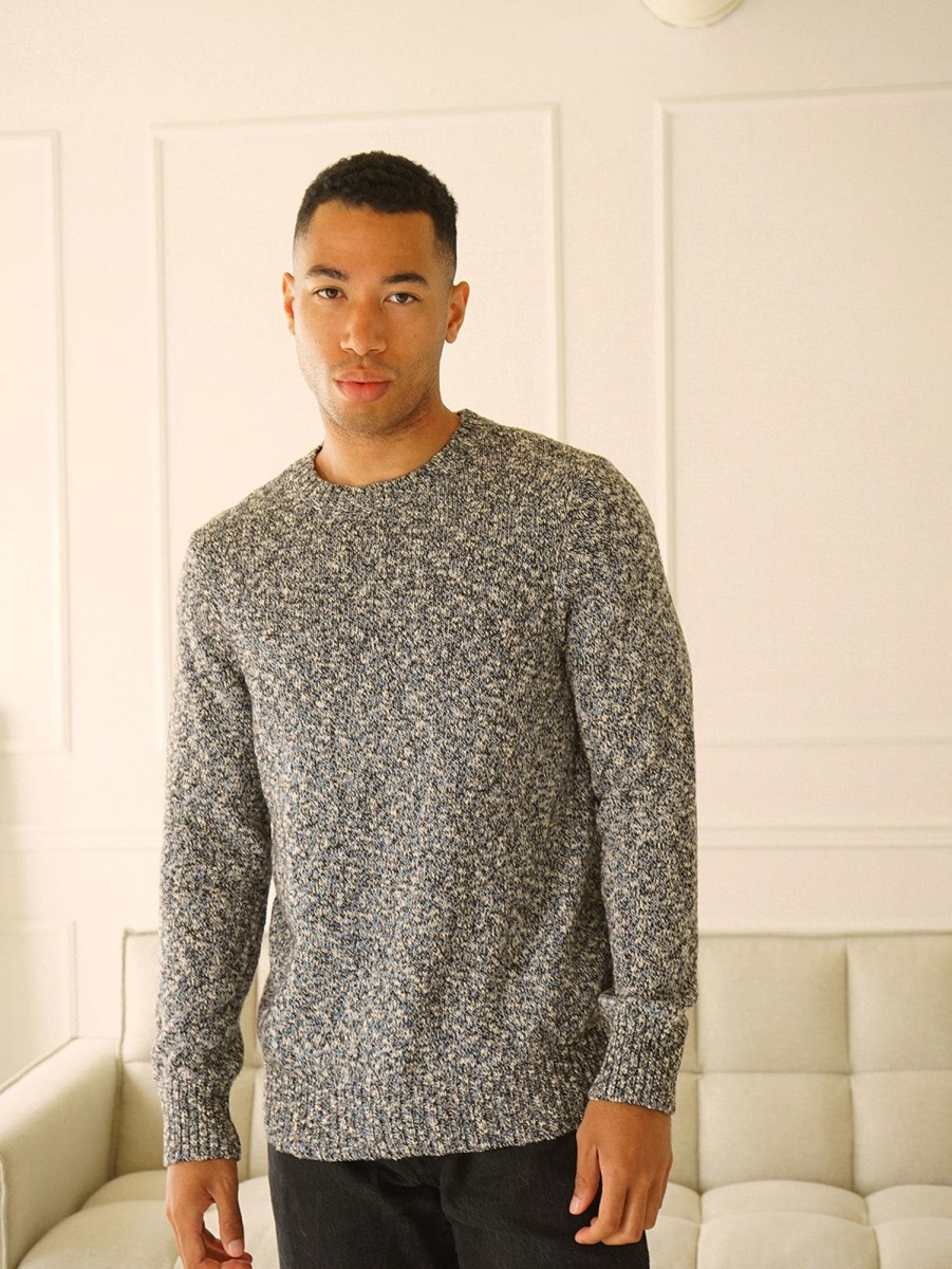 Men Benson Sweaters & Sweatshirts | Riley Crewneck Sweater Ange Blue Mel