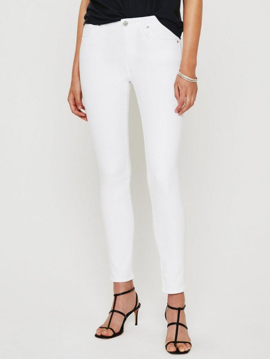 Women AG Jeans Jeans | Prima Mid Rise Cigarette Jean - White Wht