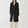 Women Patrick Assaraf Jackets & Blazers | Oversized Single Breasted Wool Coat - Black Blk