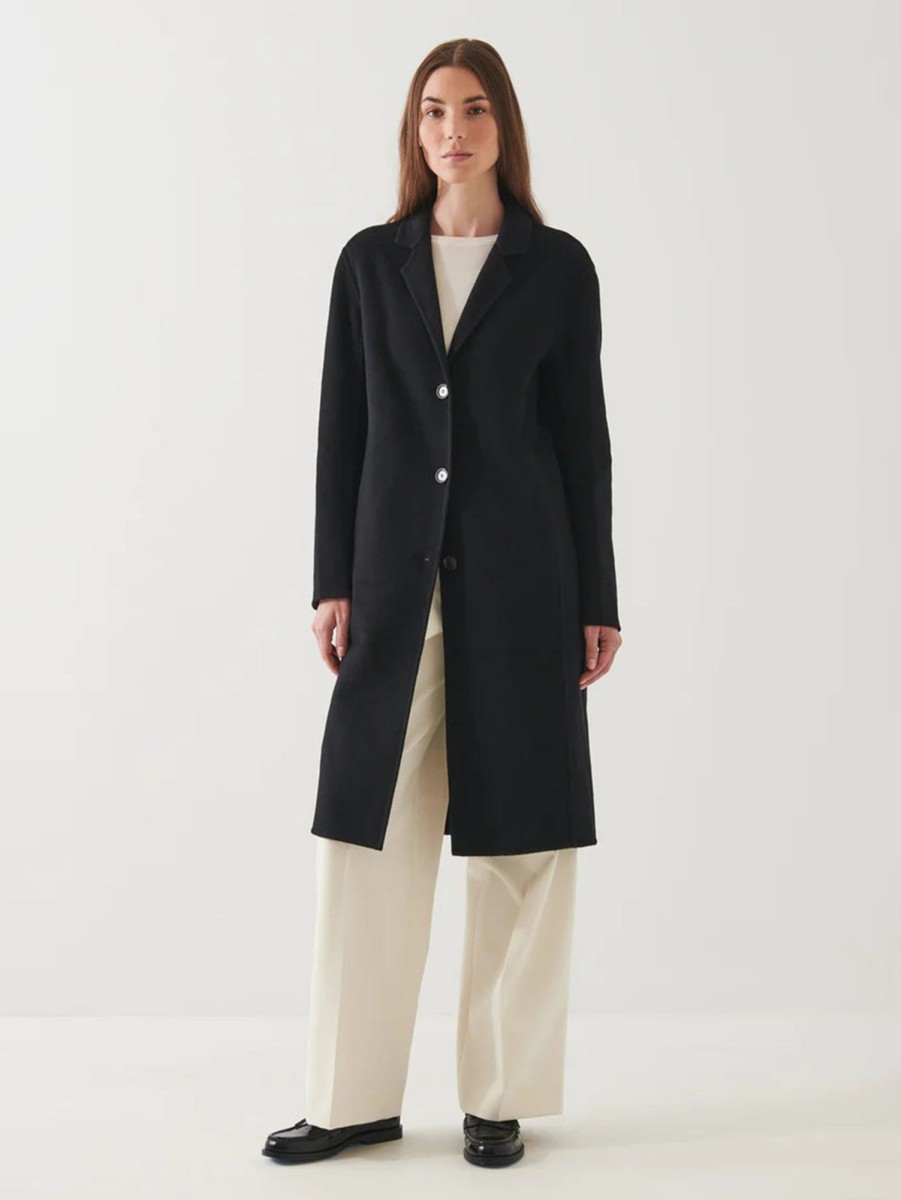 Women Patrick Assaraf Jackets & Blazers | Oversized Single Breasted Wool Coat - Black Blk