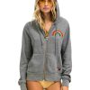 Women AVIATOR NATION Sweaters & Sweatshirts | Rainbow Zip Hoodie Heather Grey