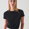 Women Patrick Assaraf T-Shirts | Short Sleeve Crew Slim Tee - Black Blk