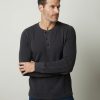 Men Velvet Tops | Dex Thermal Henley Vintage Black