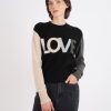 Women BRODIE Sweaters & Sweatshirts | Love Color Block Crew Neck Sweater - Black Blk