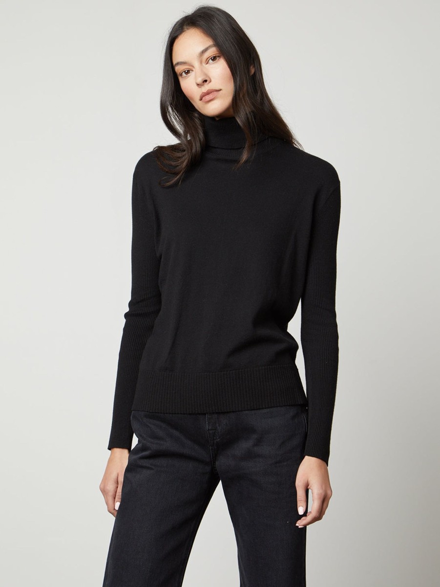 Women Velvet Sweaters & Sweatshirts | Sally Mock Turtleneck Sweater