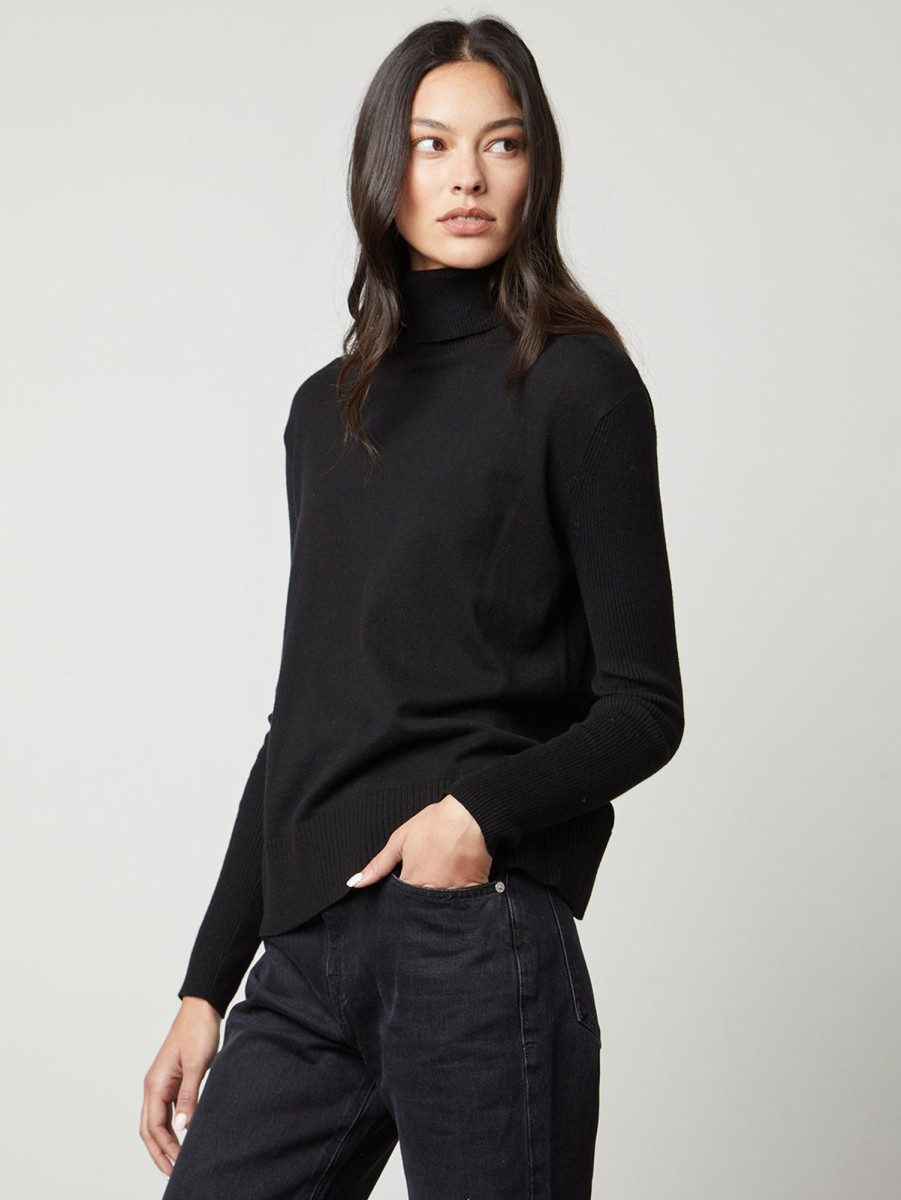 Women Velvet Sweaters & Sweatshirts | Sally Mock Turtleneck Sweater