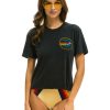 Women AVIATOR NATION T-Shirts | Signature Small Logo Boyfriend Tee Coal Char