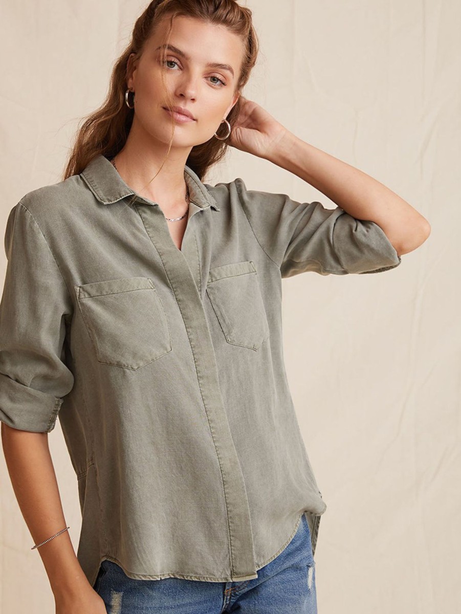 Women Bella Dahl Shirts | Split Back Button Down Shirt Army