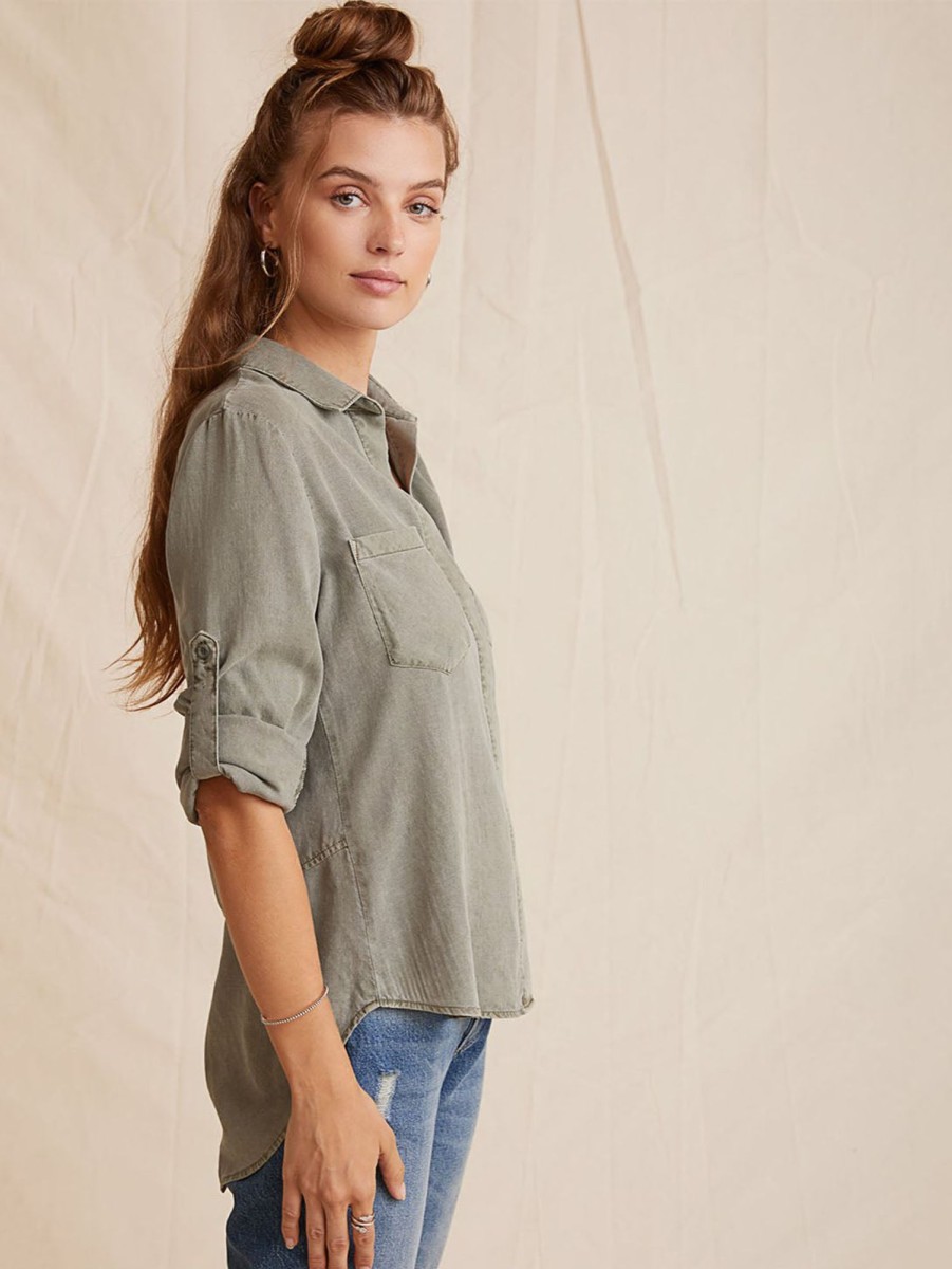 Women Bella Dahl Shirts | Split Back Button Down Shirt Army