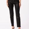 Women Paige Jeans | Cindy High Straight Jean - Black Fog Luxe Coated Blk