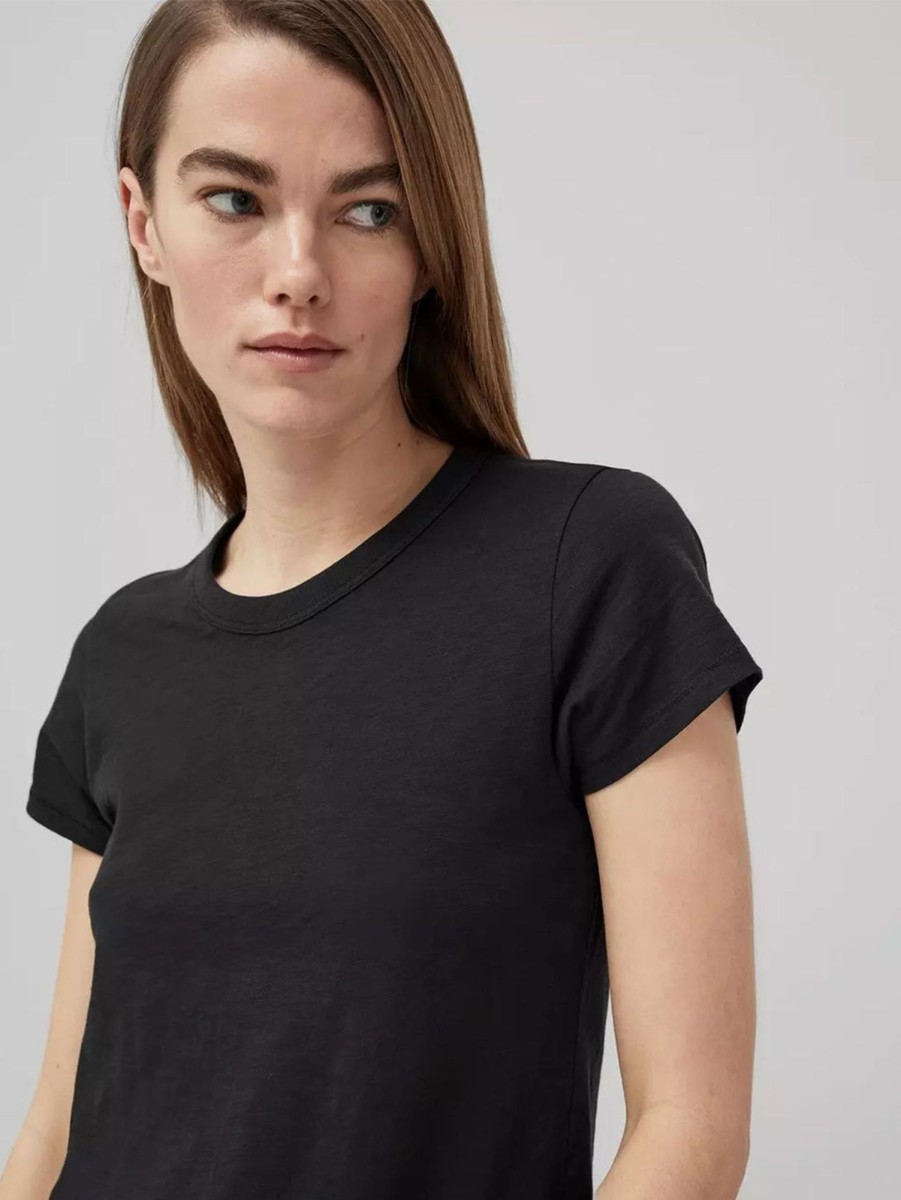 Women RAG + BONE T-Shirts | Slub Crew Neck Tee - Black Blk