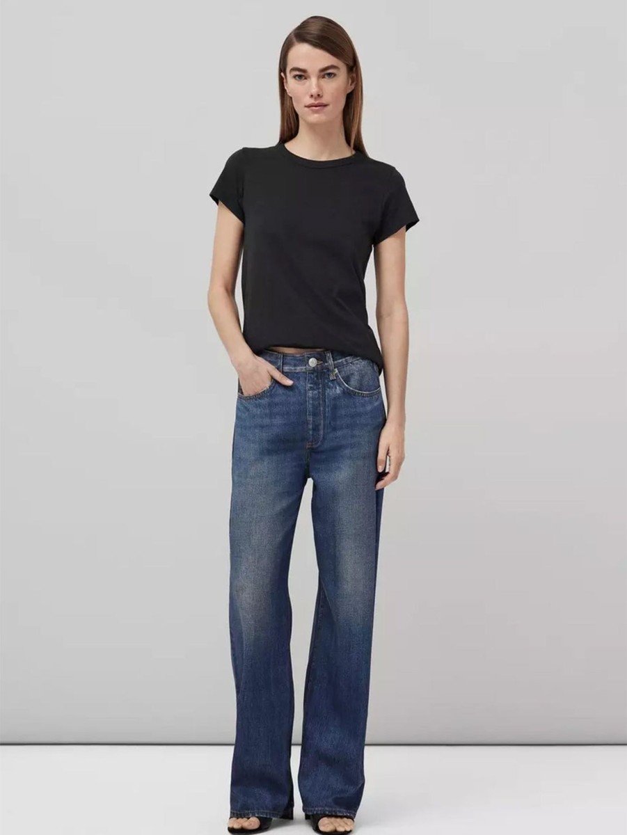 Women RAG + BONE T-Shirts | Slub Crew Neck Tee - Black Blk