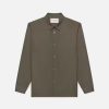 Men FRAME Shirts & Polos | Brushed Flannel Shirt - Dark Olive Dk Olive