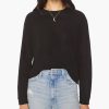 Women Mother T-Shirts | Long Sleeve Slouchy Cut Off Tee - Black Blk