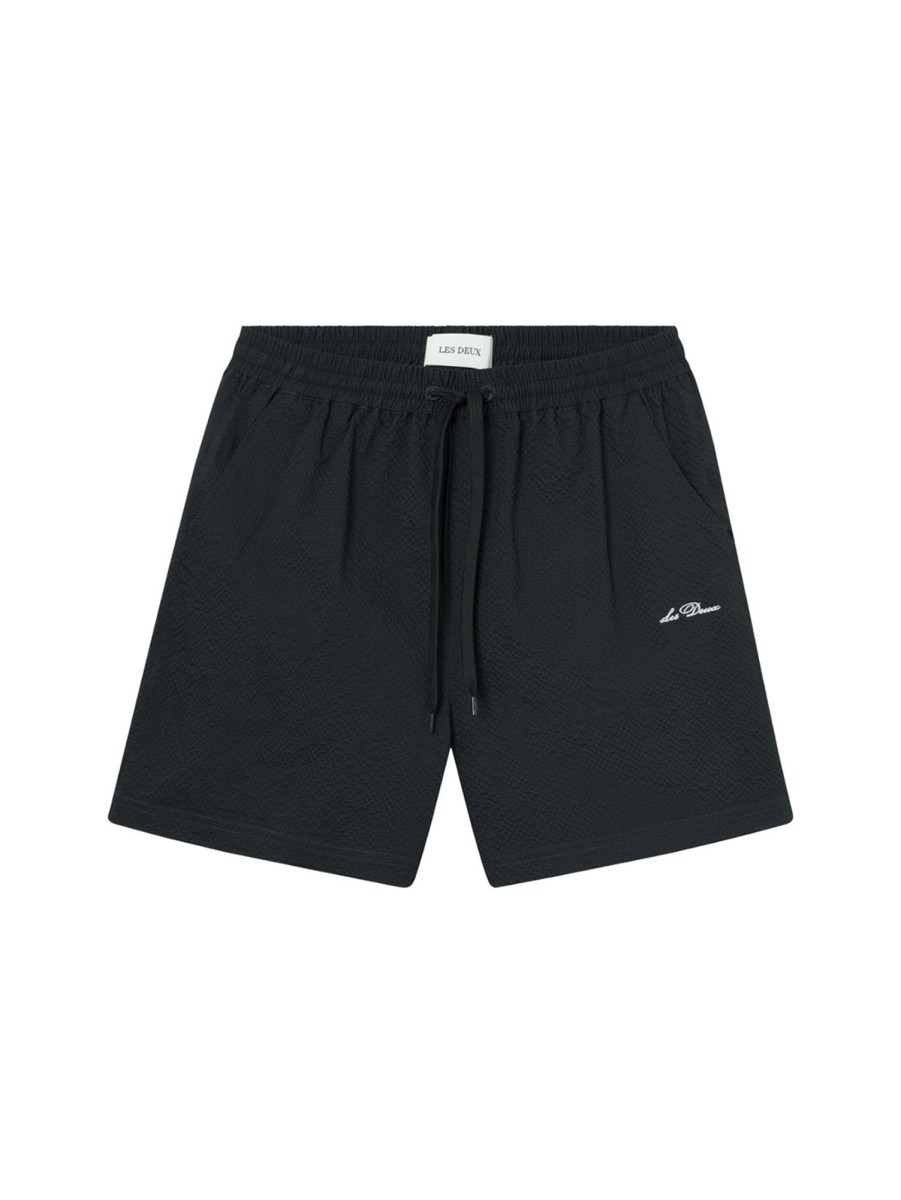 Men LES DEUX Shorts | Stan Seersucker 2.0 Swim Shorts Dark Navy