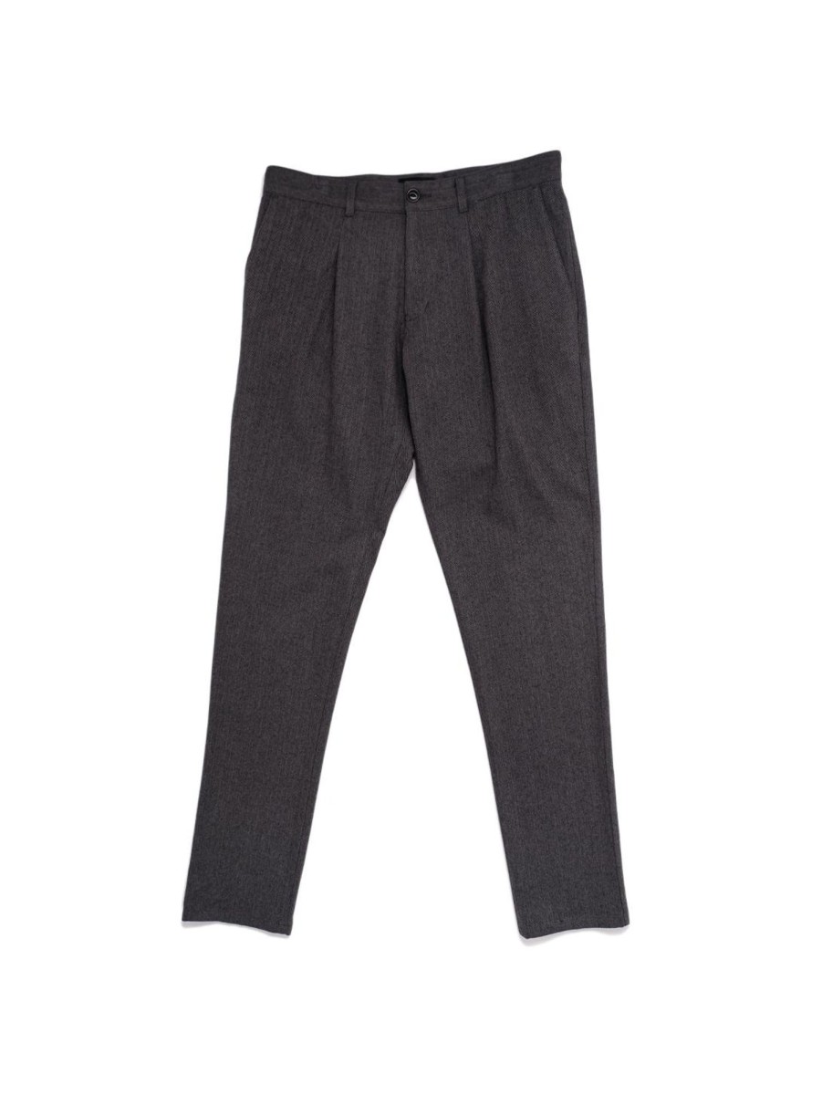 Men OUTCLASS ATTIRE Pants | Pleated Trouser Gbone Charcoal Herrin