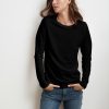 Women Velvet T-Shirts | Lizzie Long Sleeve Crew Tee