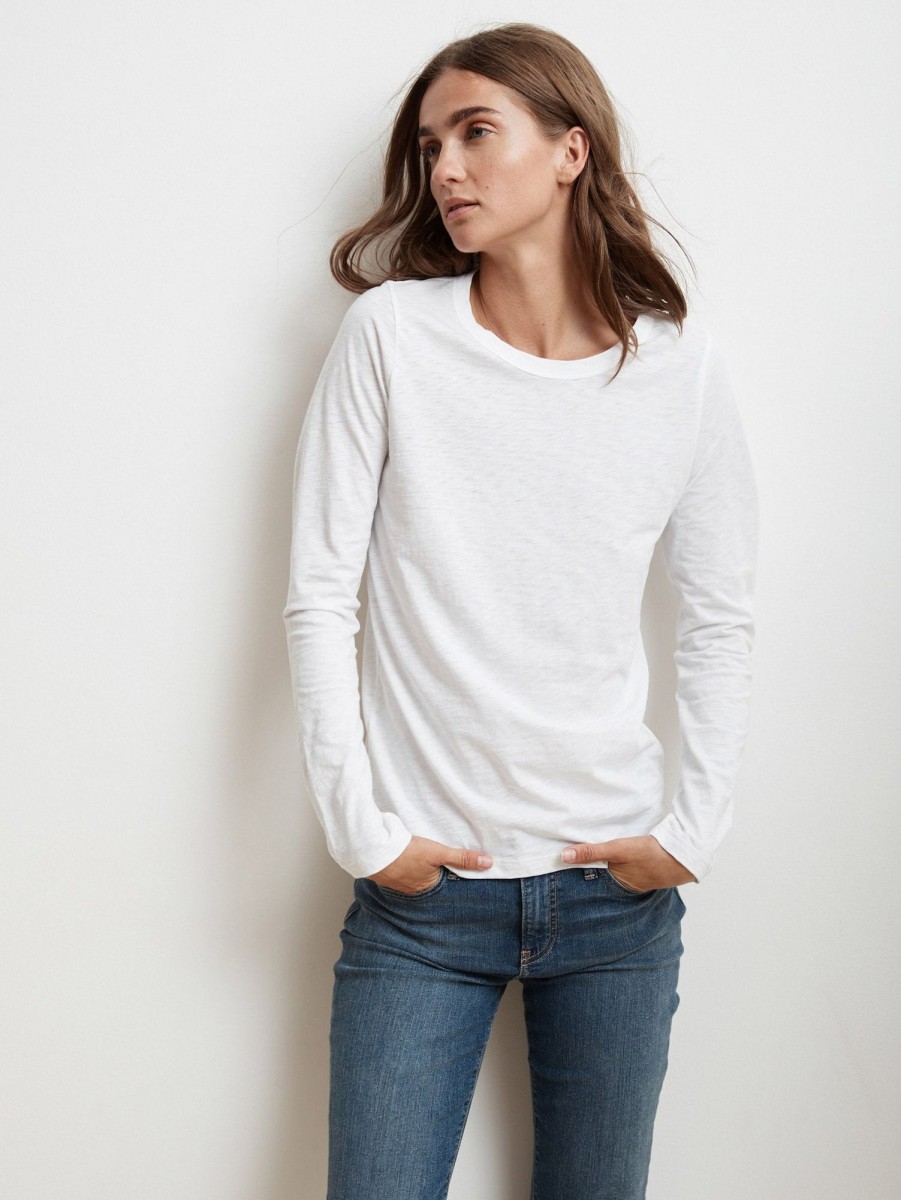 Women Velvet T-Shirts | Lizzie Long Sleeve Crew Tee