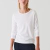 Women Patrick Assaraf T-Shirts | Long Sleeve Classic Crew Tee White