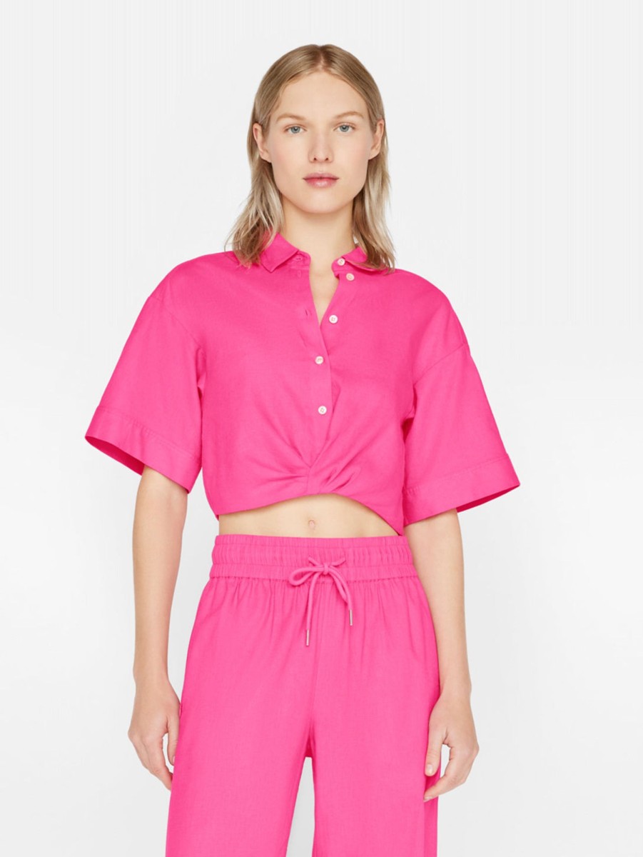 Women FRAME Shirts | Cropped Twist Front Shirt Ingo Flam